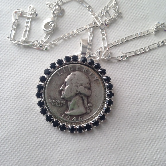 1946 Silver Quarter Dollar Coin, 16in 925 Chain - Picture 2 of 6